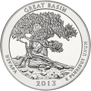 2013 5 oz ATB Great Basin Silver Coin – BU