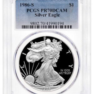 1986-S Proof Silver Eagle PCGS PR70