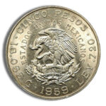 1959 Mexico 5 Pesos Carranza Silver Coin (Avg Circ)