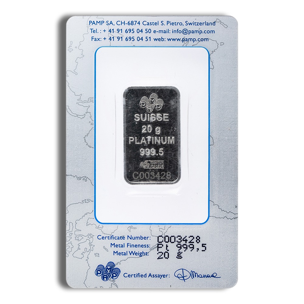 20 gram Platinum Bar - Brand Varies (Carded)