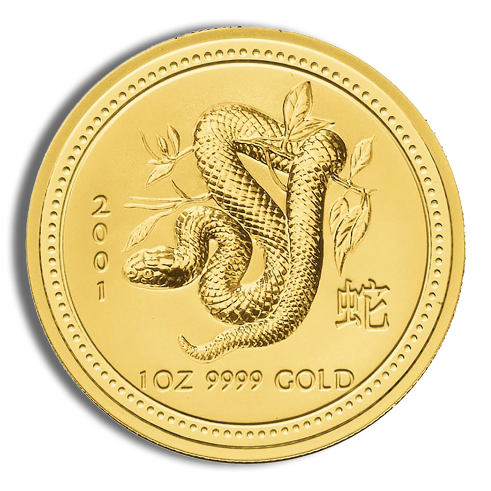 2001 1 oz Australia Gold Lunar Snake BU – Series I