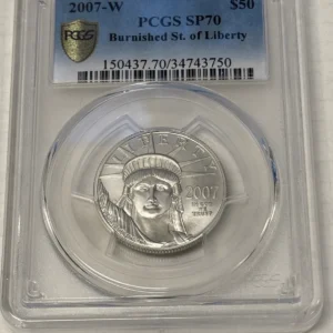 2007-W 1/2 oz Burnished Platinum Eagle $50 PCGS SP70