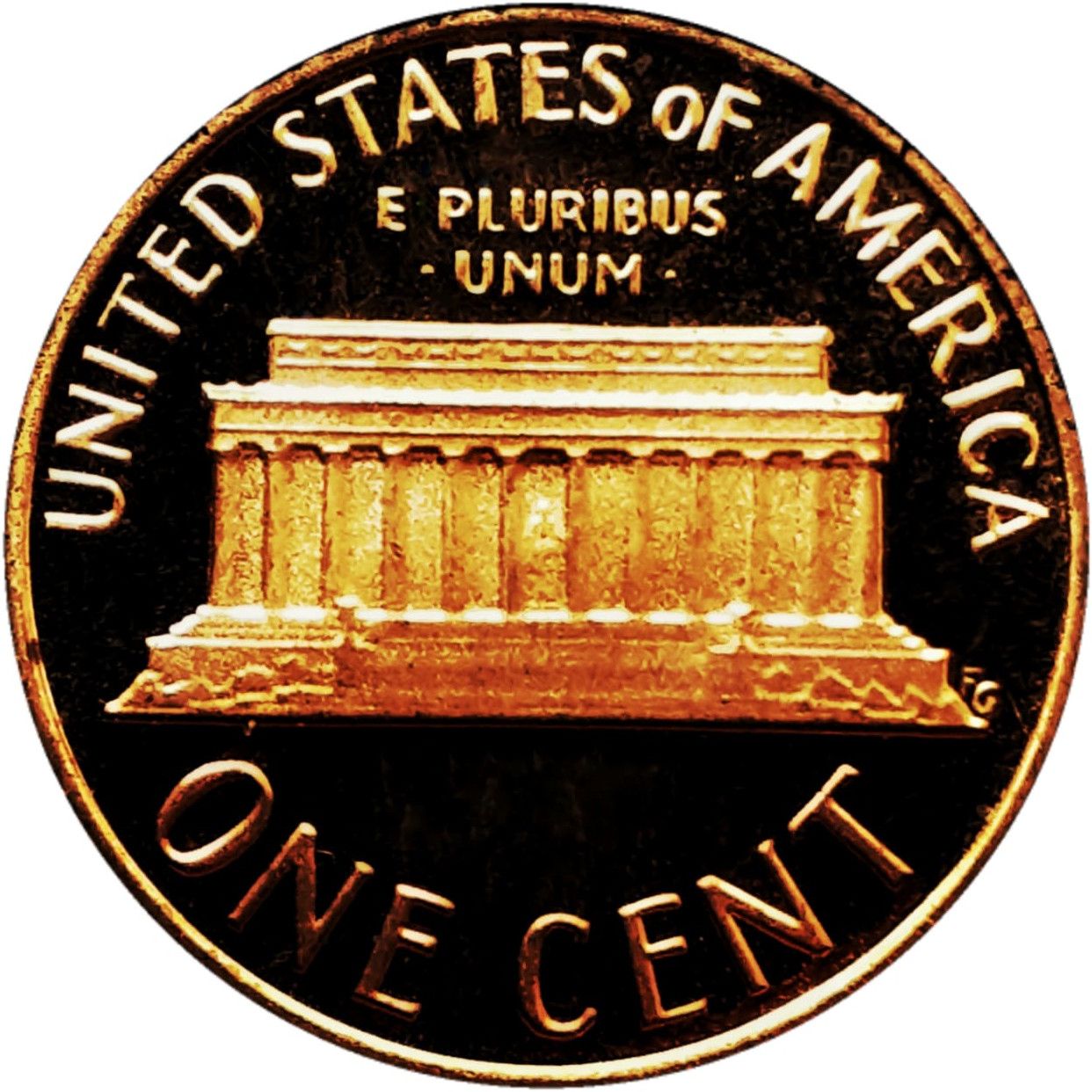 Bronze Lincoln Memorial cent reverse showing the Lincoln Memorial