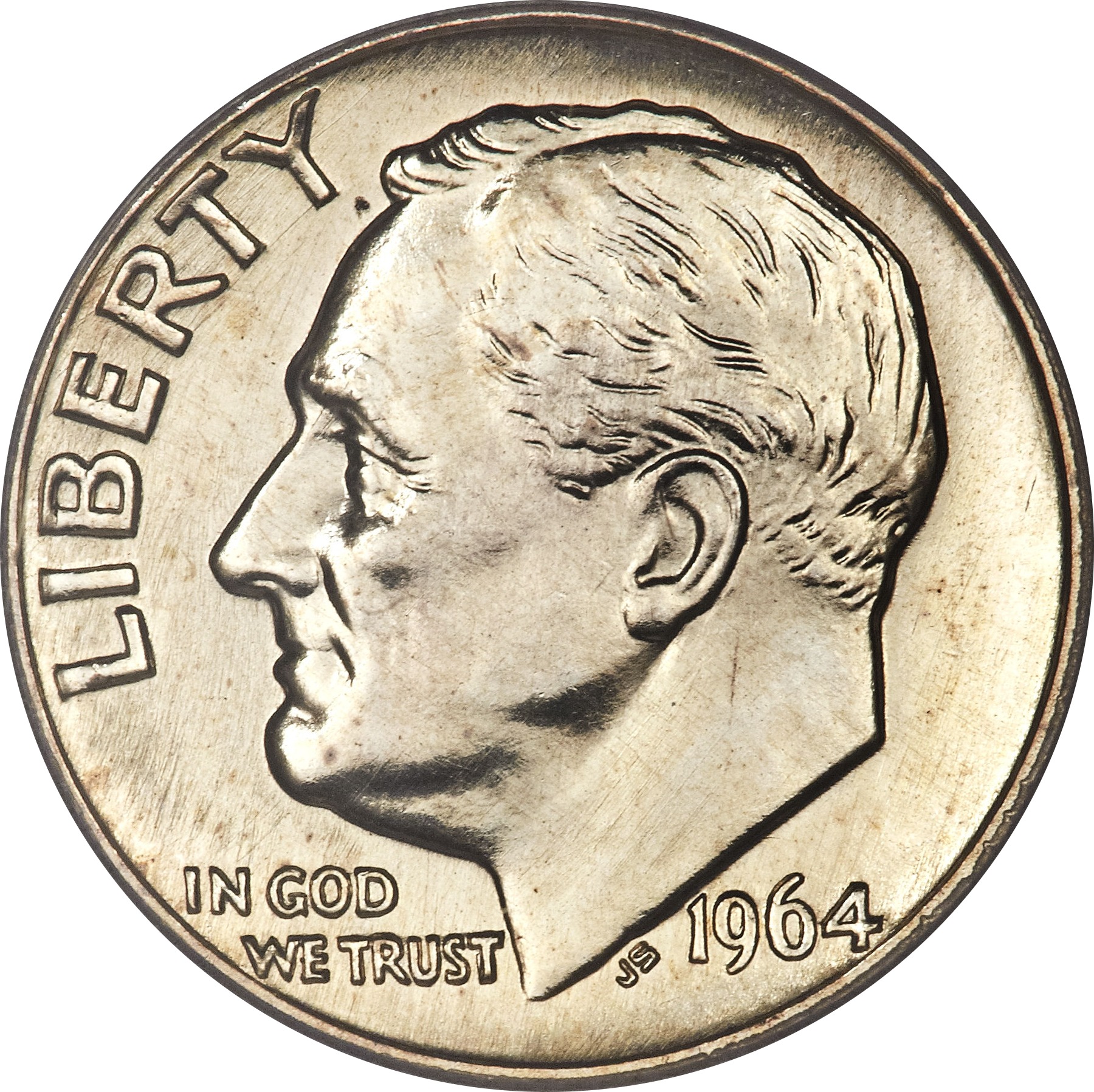 Silver-era Roosevelt dime obverse