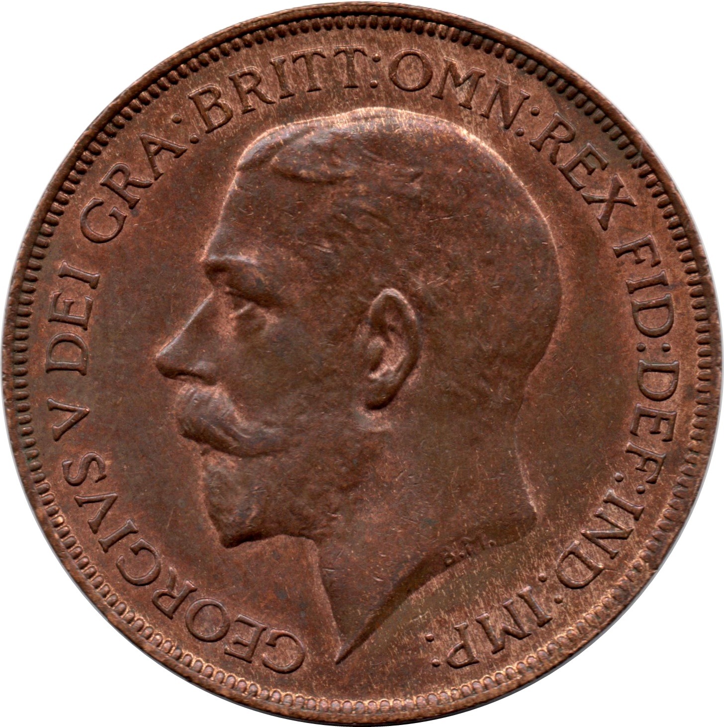 George V British penny obverse reference for coin identification
