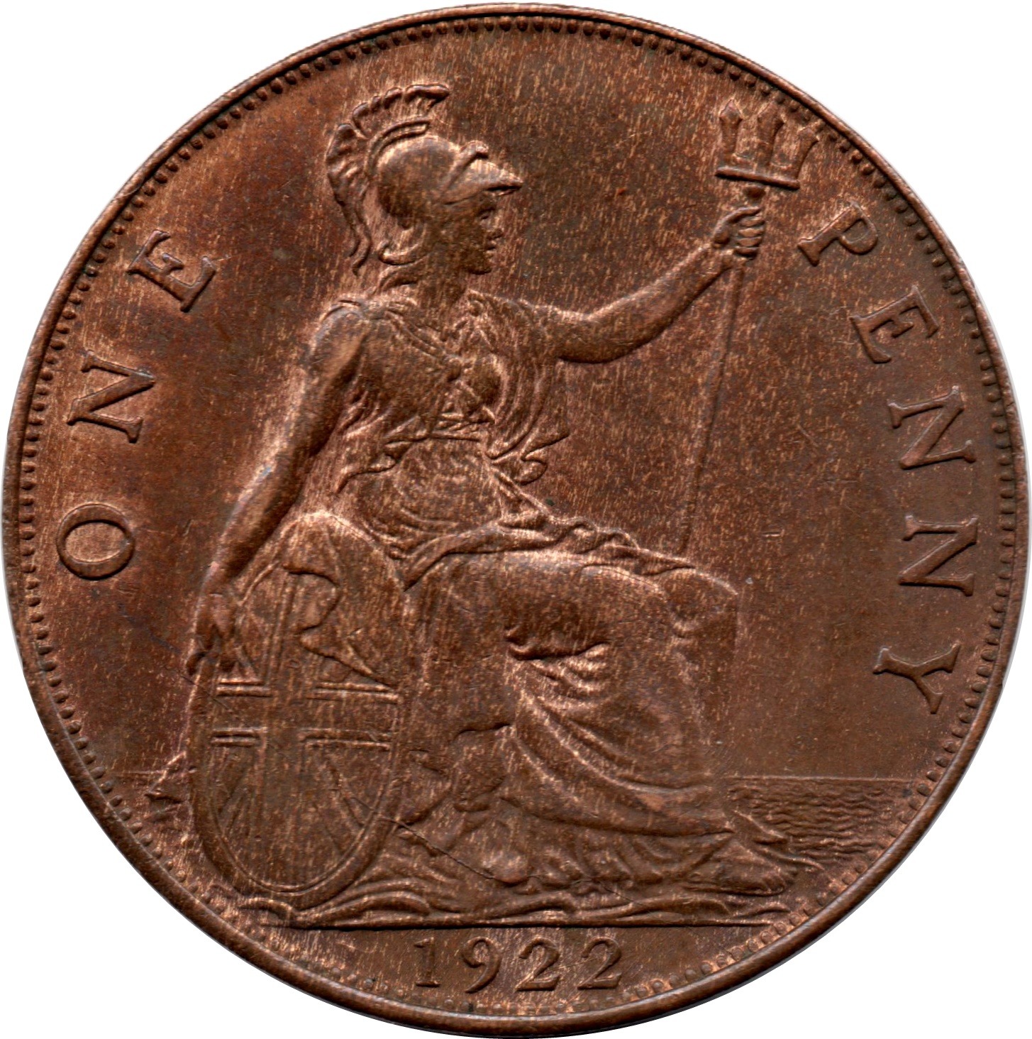 George V British penny reverse reference for date and design comparison
