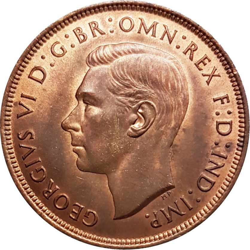 George VI British penny obverse with IND IMP inscription