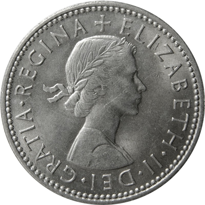Elizabeth II British shilling obverse type reference