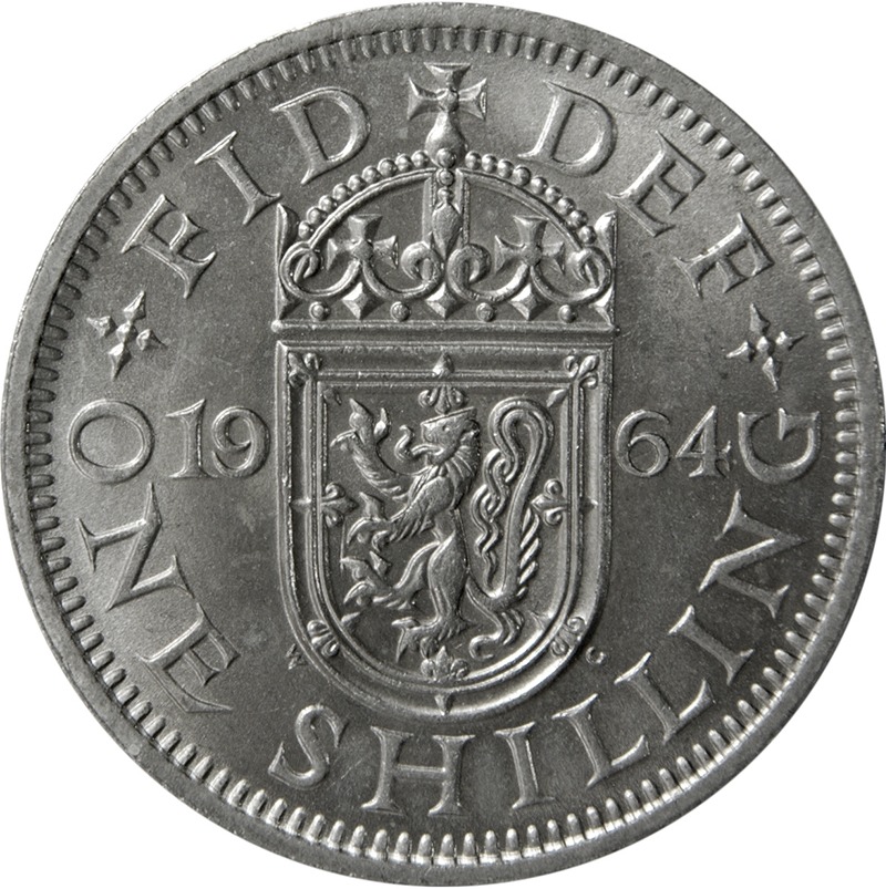 Scottish shield reverse of the Elizabeth II British shilling type