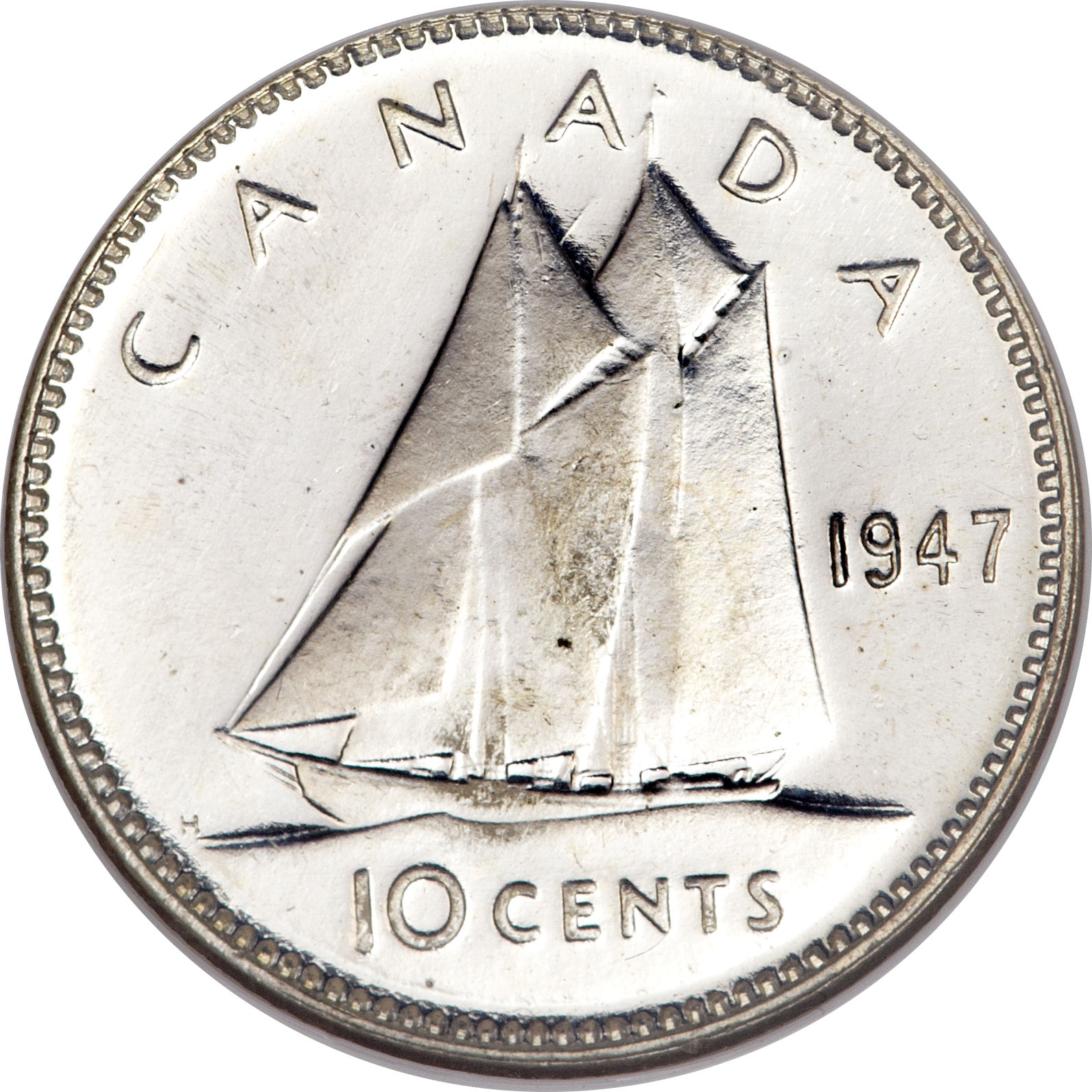 Canadian dime Bluenose reverse type reference