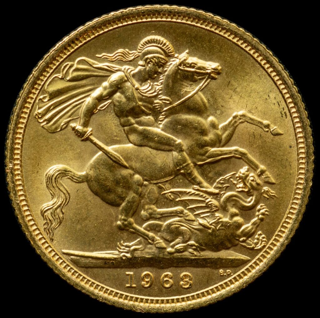 British Gold Sovereign 1963 Reverse - St George