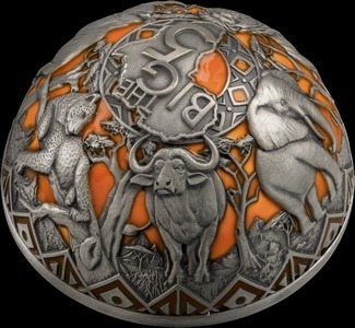 2026 Burundi Big 5 Africa Half-Spherical 2 oz Silver Coin (999 Mintage)
