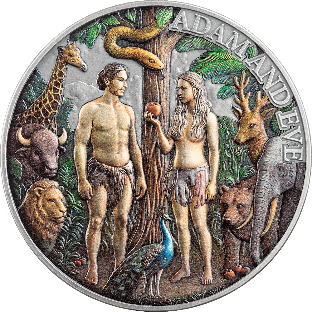 2026 Niue Fundamental Stories of the Bible - Adam and Eve 3 oz Silver Antiqued High Relief Coin