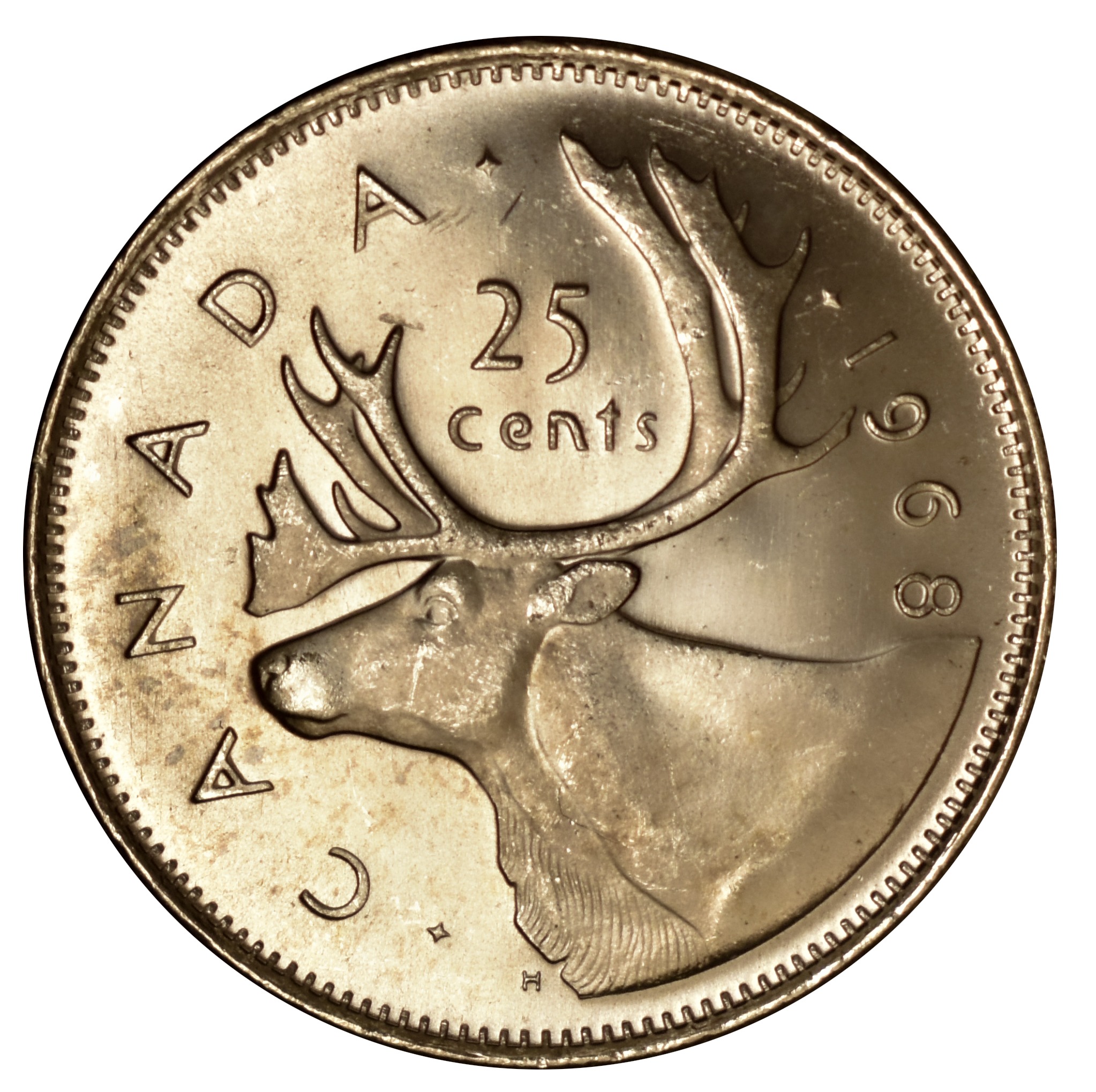 Canadian quarter caribou reverse reference for the silver type