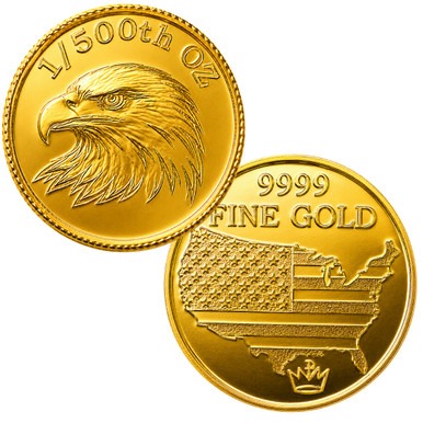 500th oz gold round eagle head