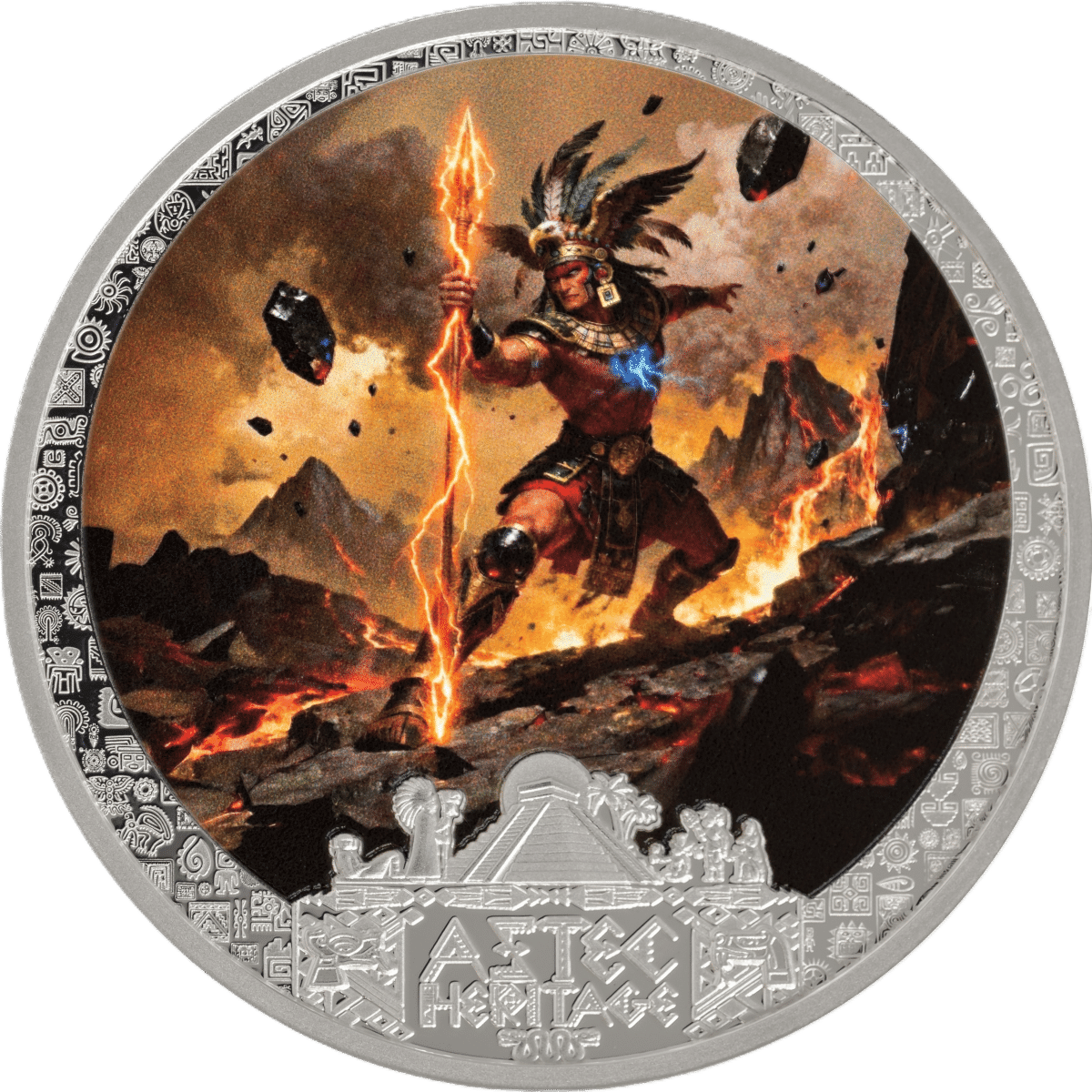2026 Liberia Aztec Heritage - Tezcatlipoca 1/2 oz Silver Proof Colorized Coin