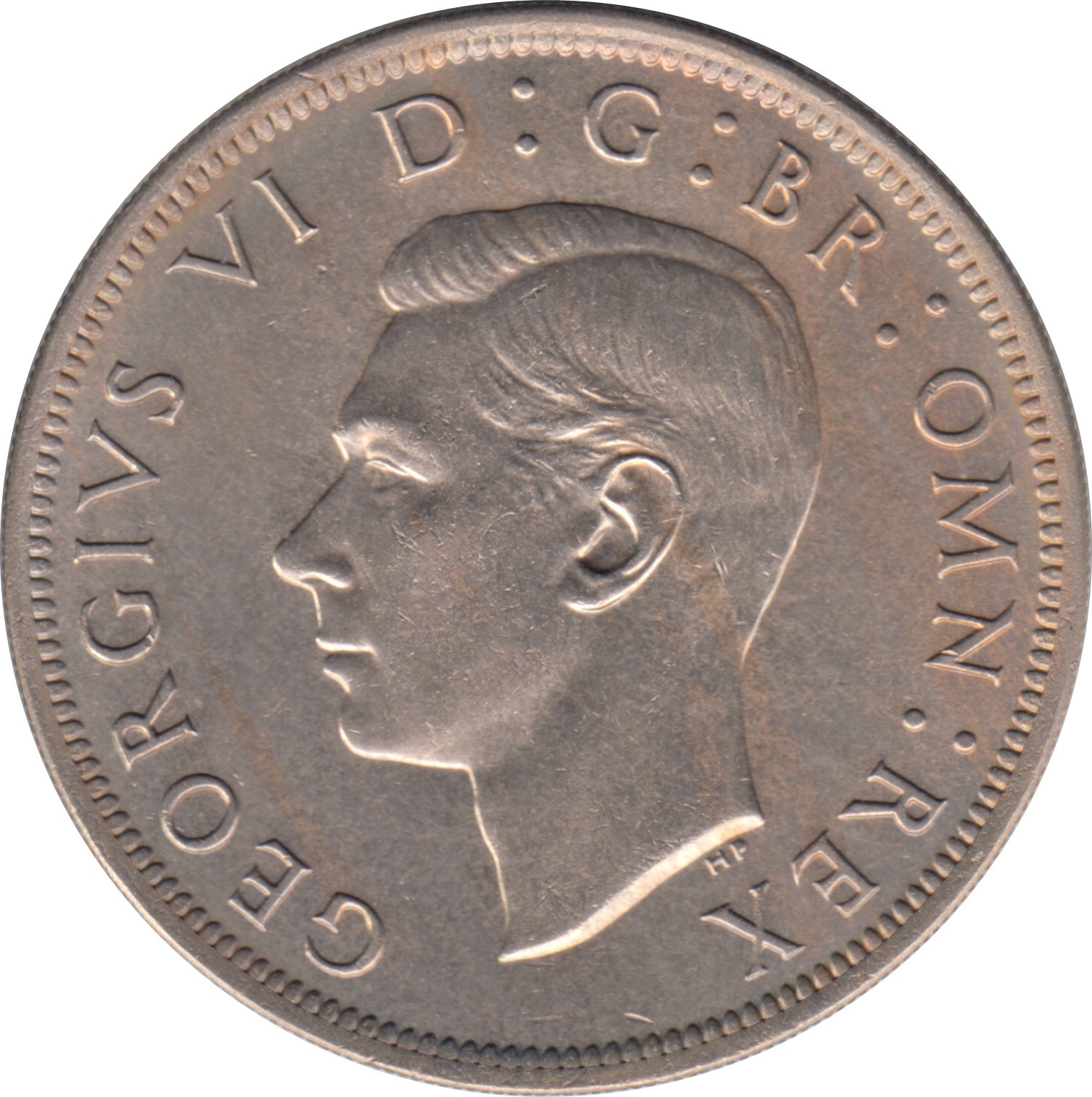 George VI half crown obverse without IND IMP