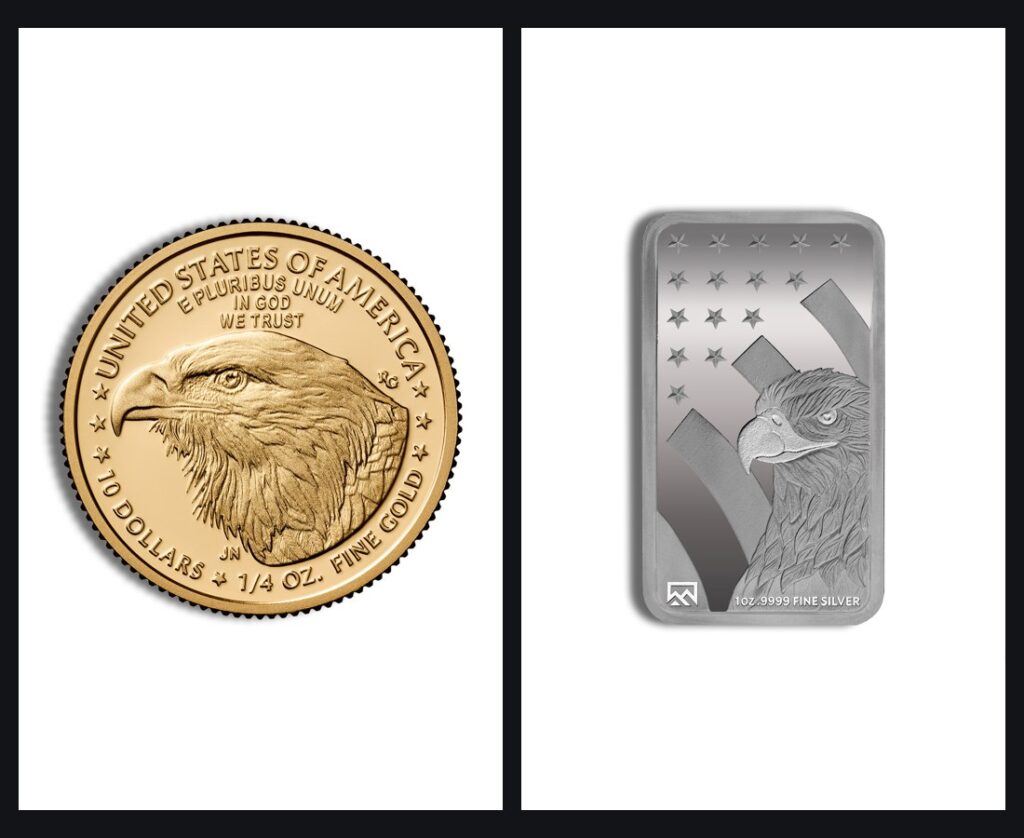Gold Eagle coin and silver bar - how much gold and silver to buy