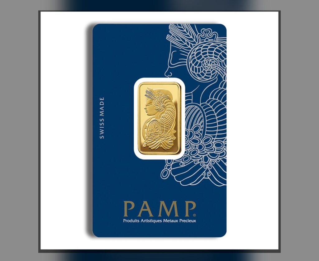 PAMP gold bar in assay card - first gold bar