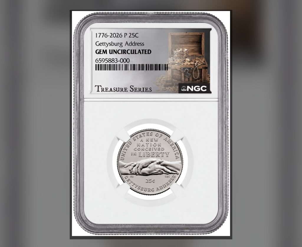 Gettysburg Address quarter in NGC slab - Treasure Series