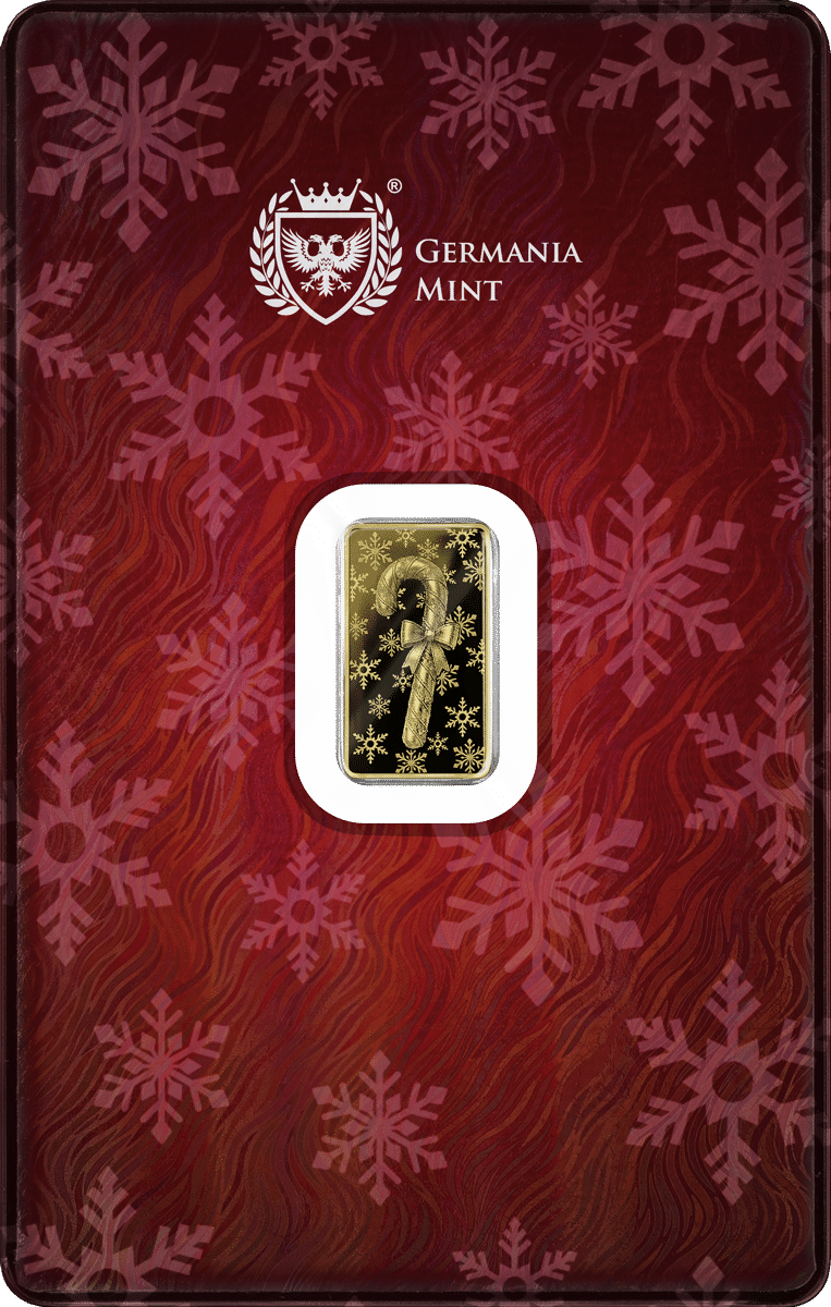2026 Germania Mint Candy Cane 1/100 oz Gold Proof Minted Bar