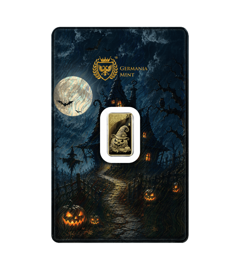 2026 Germania Mint Halloween 2026 1/100 oz Gold Bar in Card