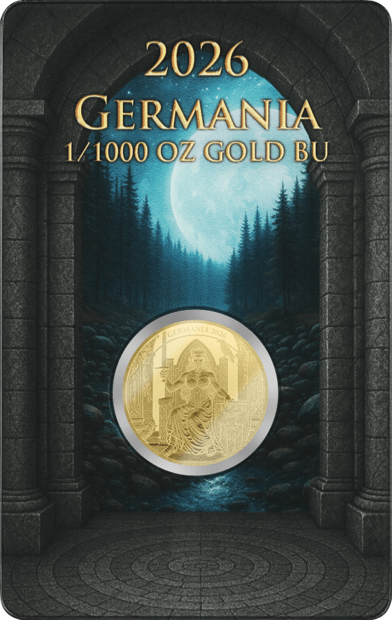 2026 Germania Lady Germania 1/1000 oz Gold Round in Card