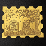 Monarch 1/100 oz gold Cat-O-Lantern stamp