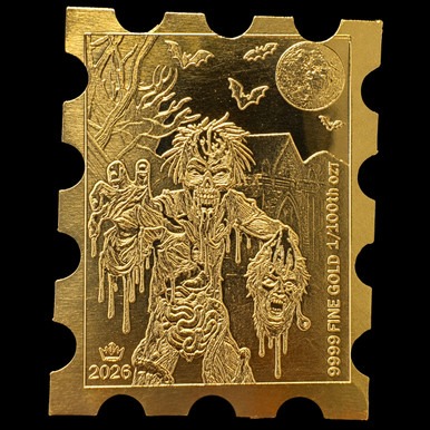 Monarch 1/100 oz gold Crypt Walker stamp