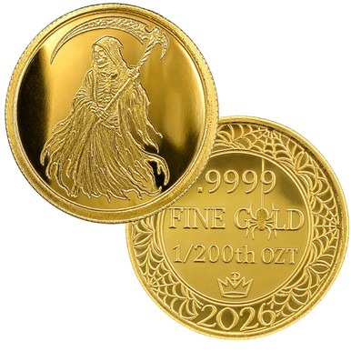 Monarch 1/200 oz gold Grim Reaper round