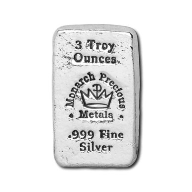 Monarch 3 oz poured silver bar