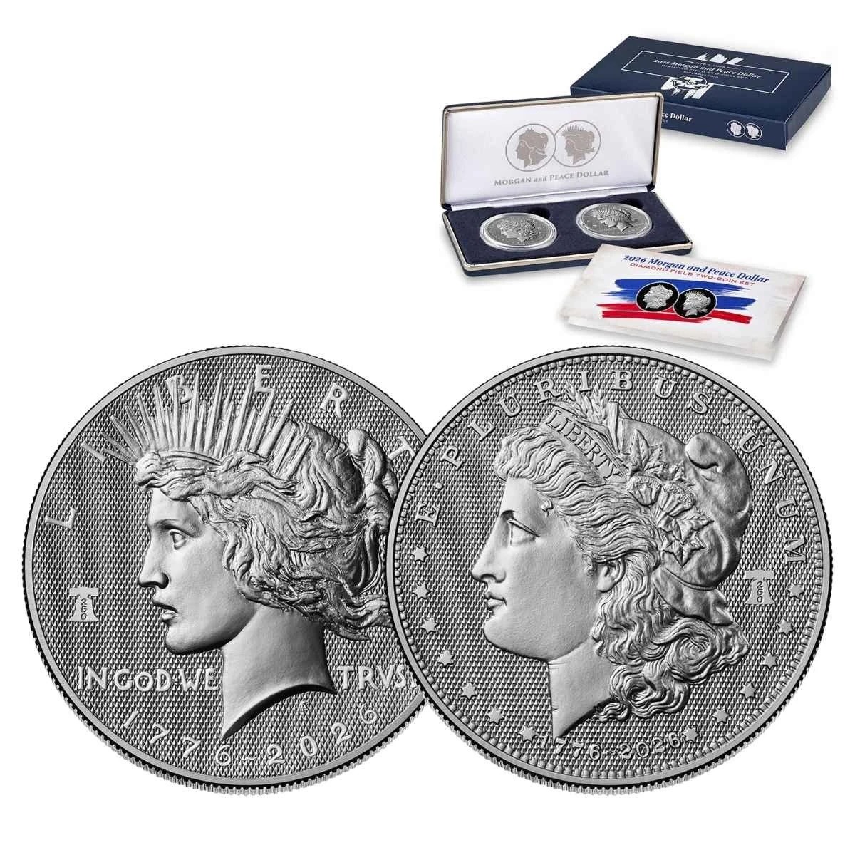 1776-2026 Diamond Field Morgan and Peace Dollar two-coin set