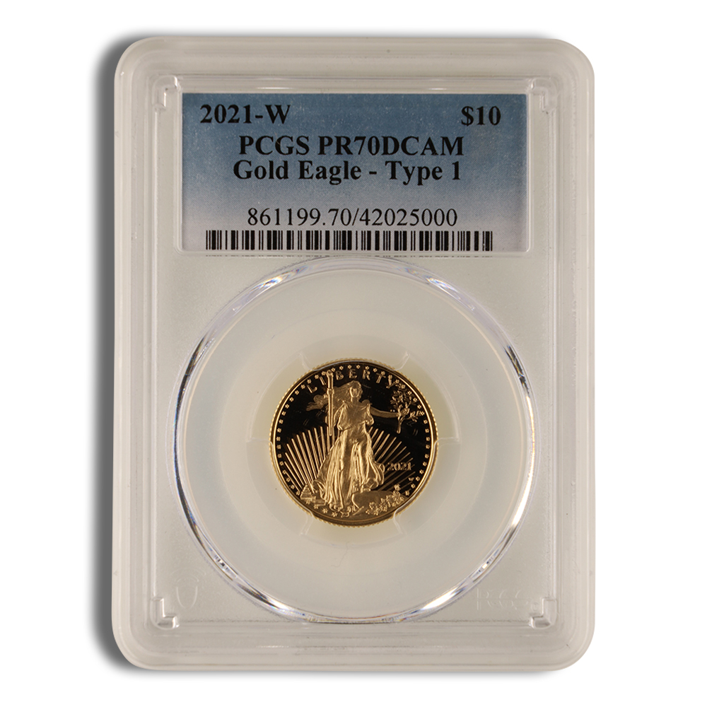 2021-W 1/4 oz Proof Gold Eagle $10 PCGS PR70 - Type 1