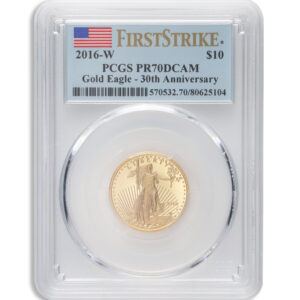 2016-W 1/4 oz Proof Gold Eagle $10 PCGS PR70 FS