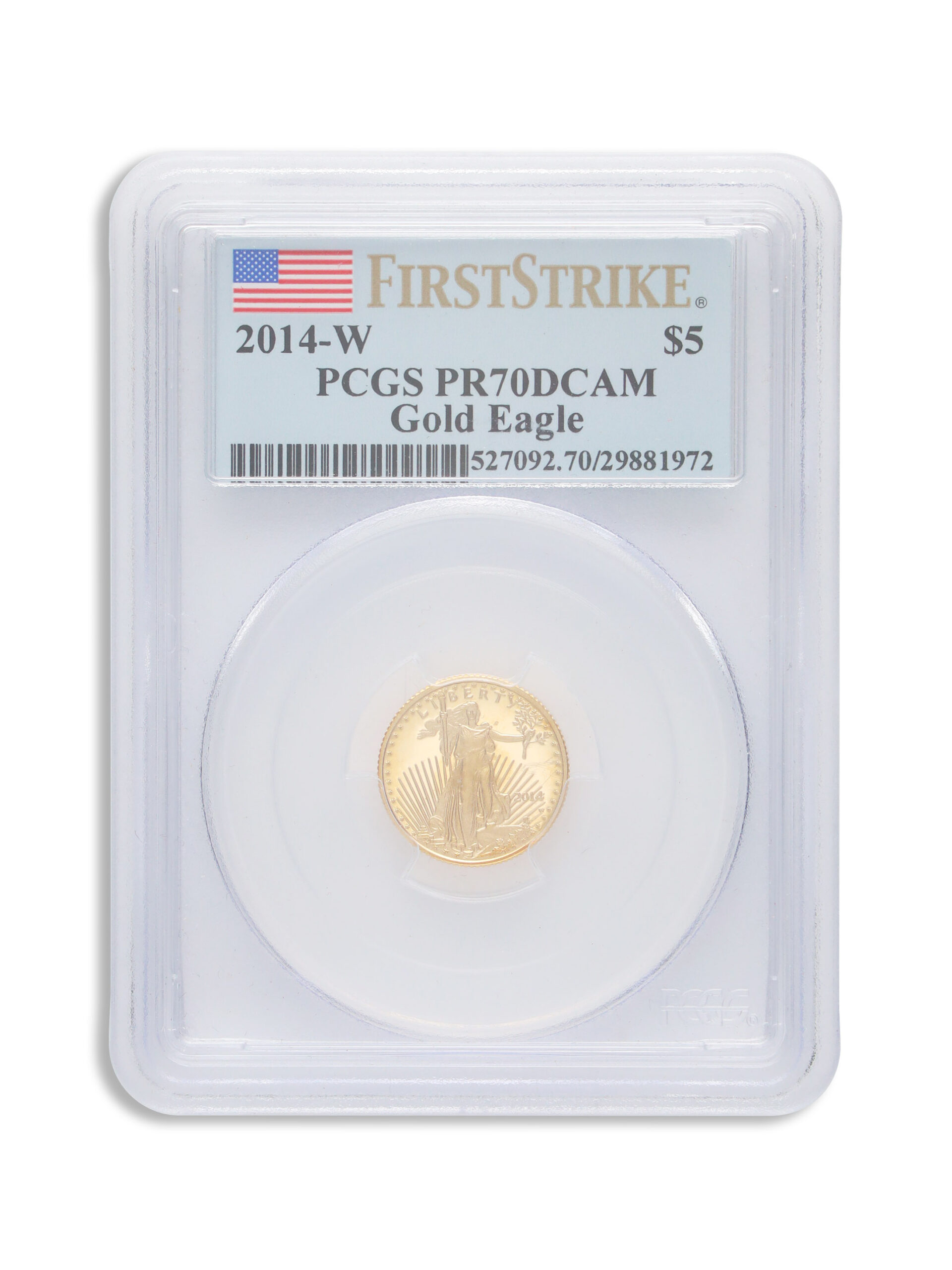 2014-W 1/10 oz Proof Gold Eagle $5 PCGS PR70 FS