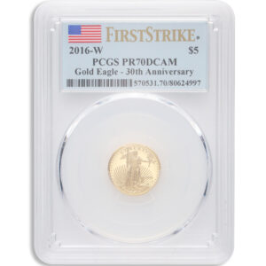 2016-W 1/10 oz Proof Gold Eagle $5 PCGS PR70 FS