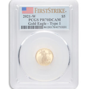 2021-W 1/10 oz Proof Gold Eagle $5 PCGS PR70 FS – Type 1