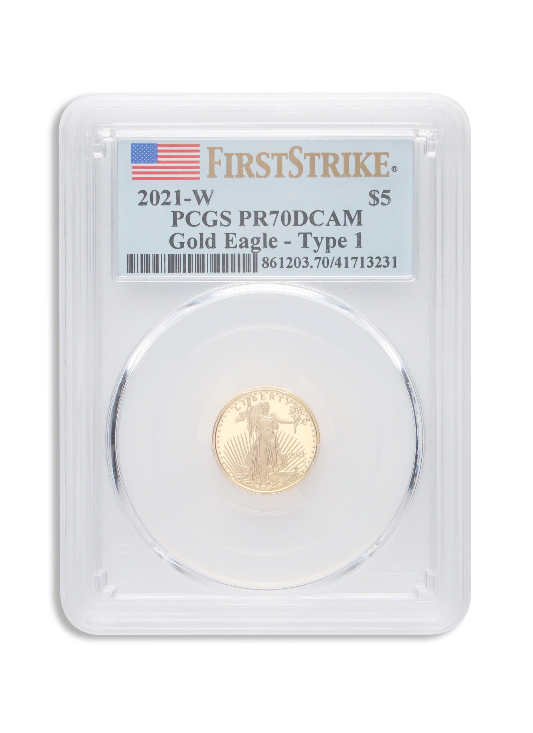 2021-W 1/10 oz Proof Gold Eagle $5 PCGS PR70 FS - Type 1