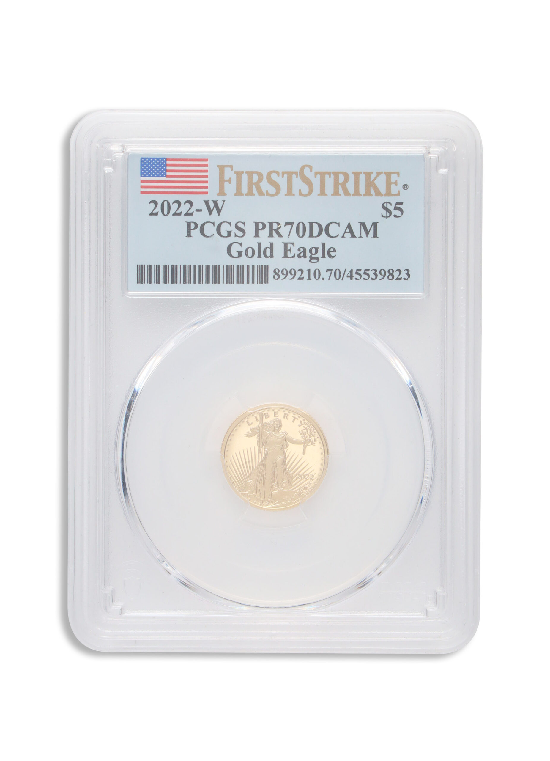 2022-W 1/10 oz Proof Gold Eagle $5 PCGS PR70 FS