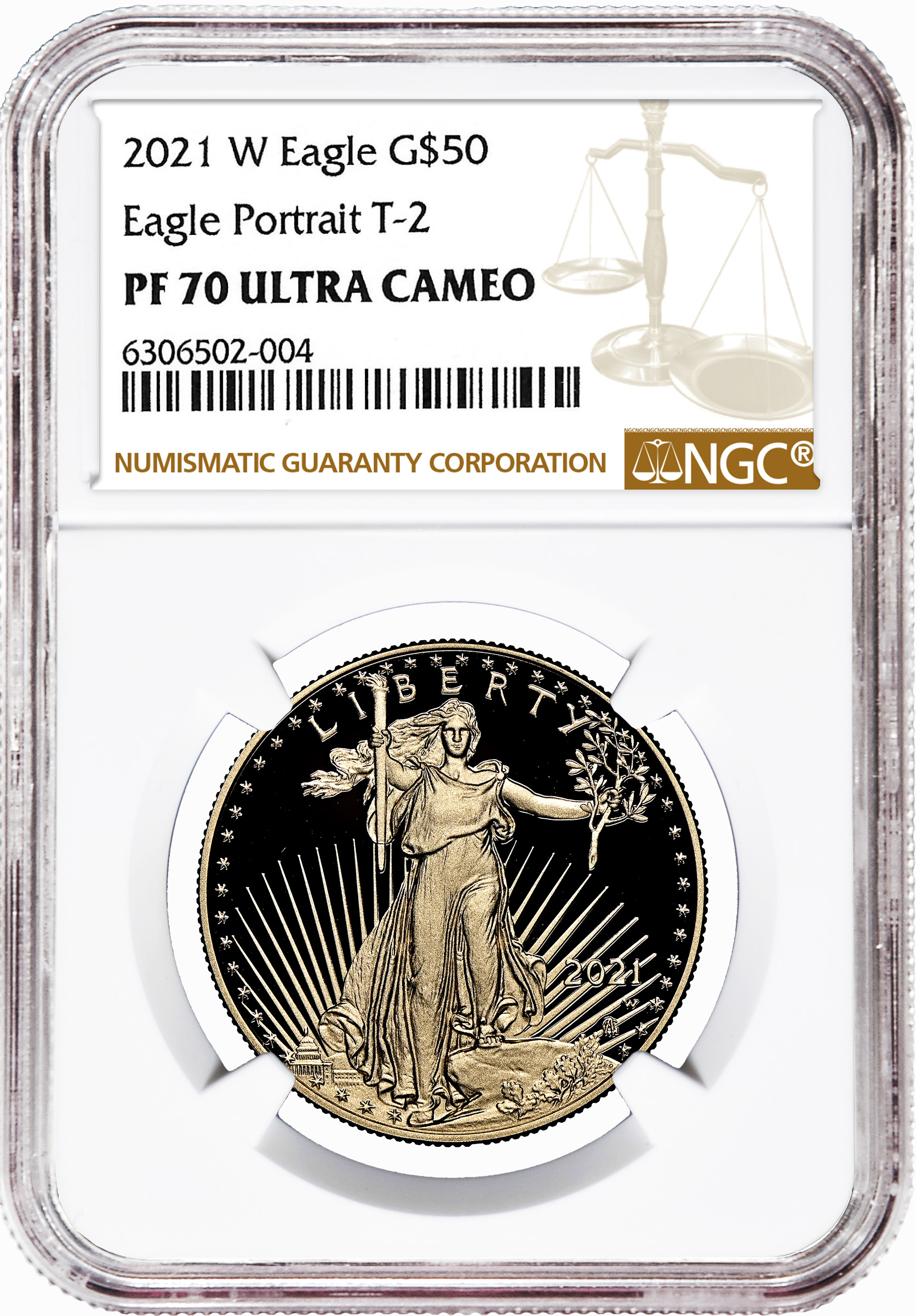 2021-W 1 oz Proof Gold Eagle $50 NGC PF70 - Type 2