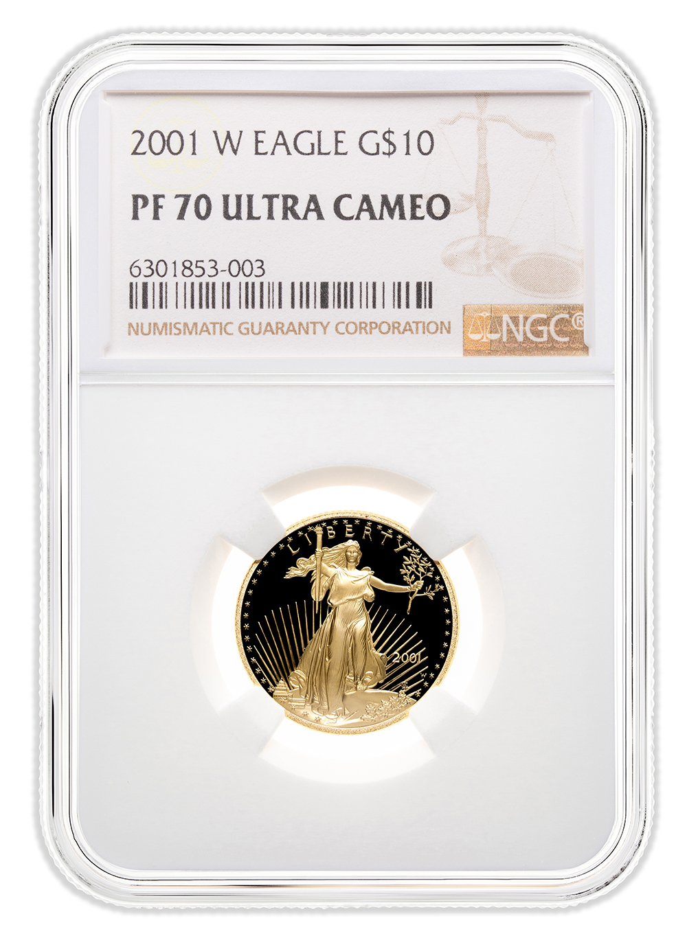 2001-W 1/4 oz Proof Gold Eagle $10 NGC PF70