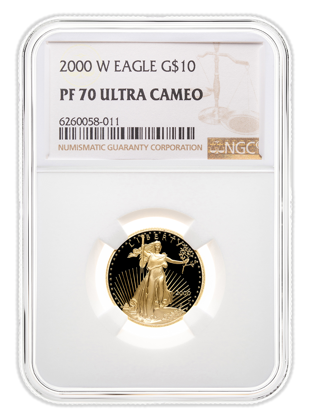 2000-W 1/4 oz Proof Gold Eagle $10 NGC PF70