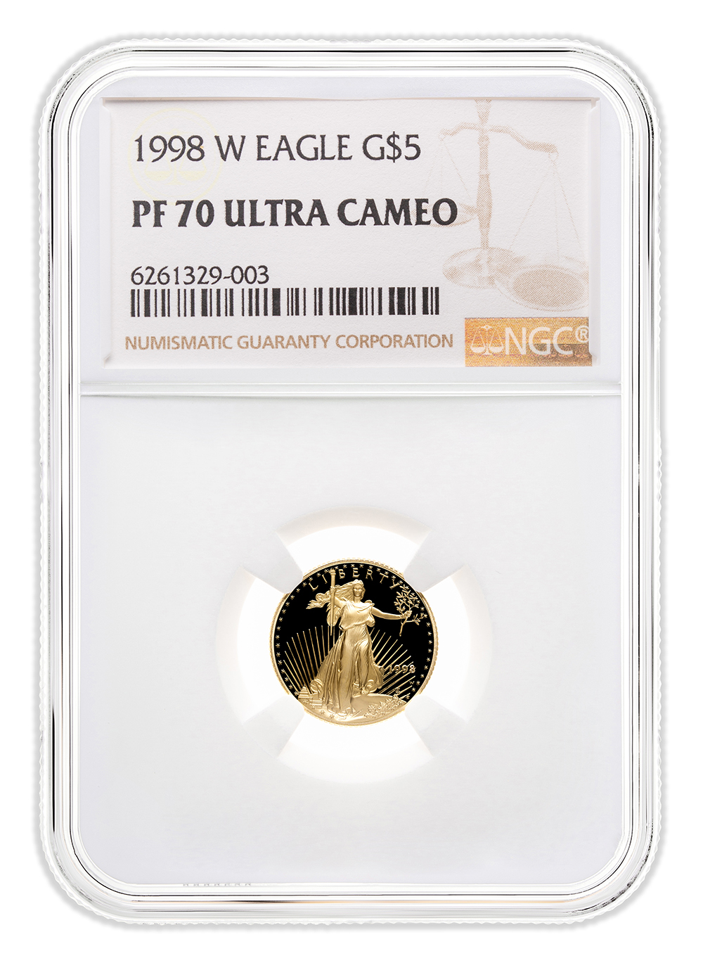 1998-W 1/10 oz Proof Gold Eagle $5 NGC PF70