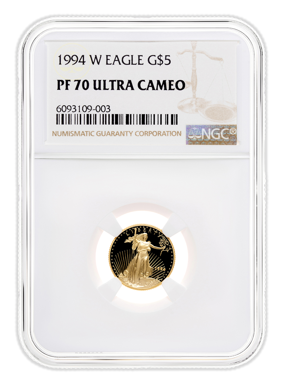 1994-W 1/10 oz Proof Gold Eagle $5 NGC PF70