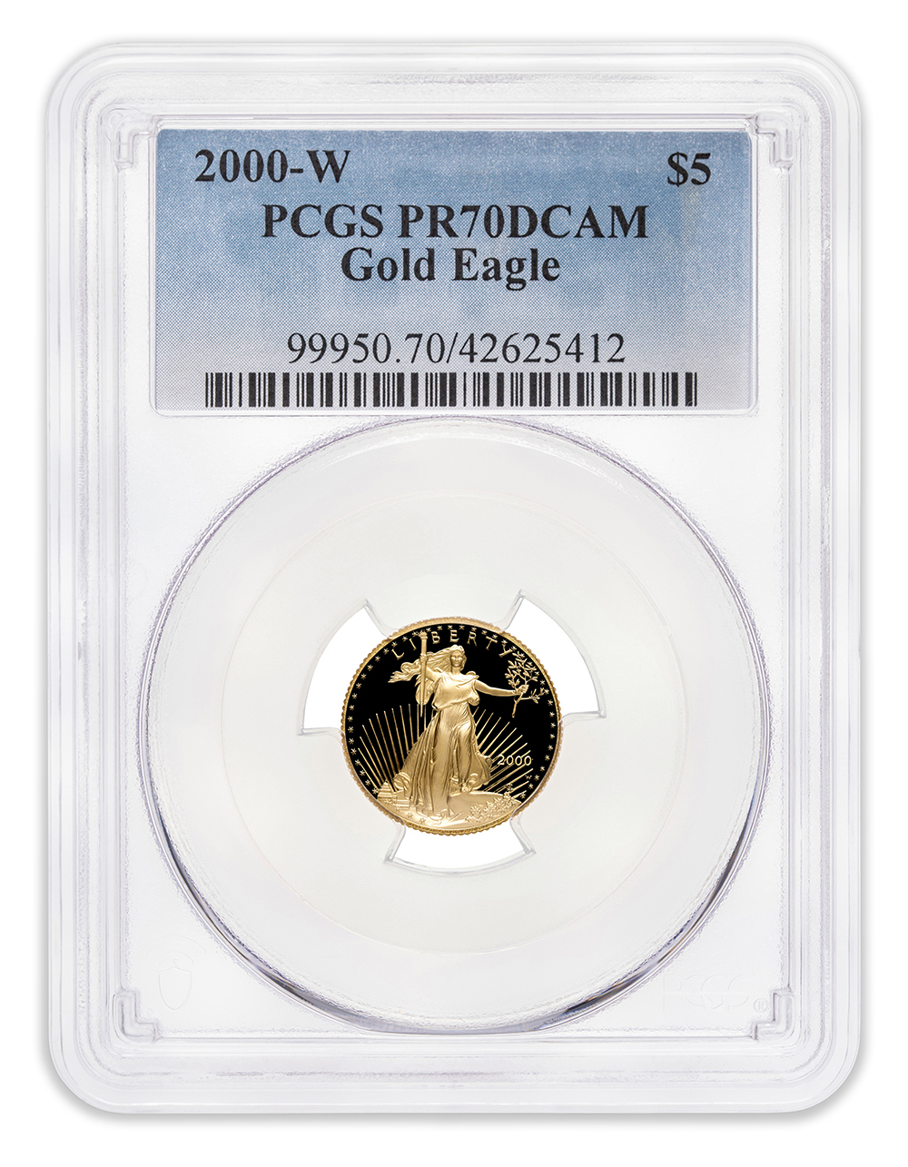 2000-W 1/10 oz Proof Gold Eagle $5 PCGS PR70