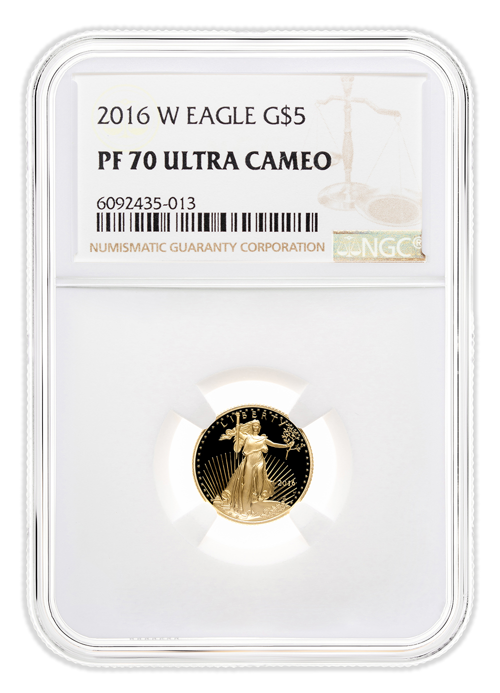 2016-W 1/10 oz Proof Gold Eagle $5 NGC PF70
