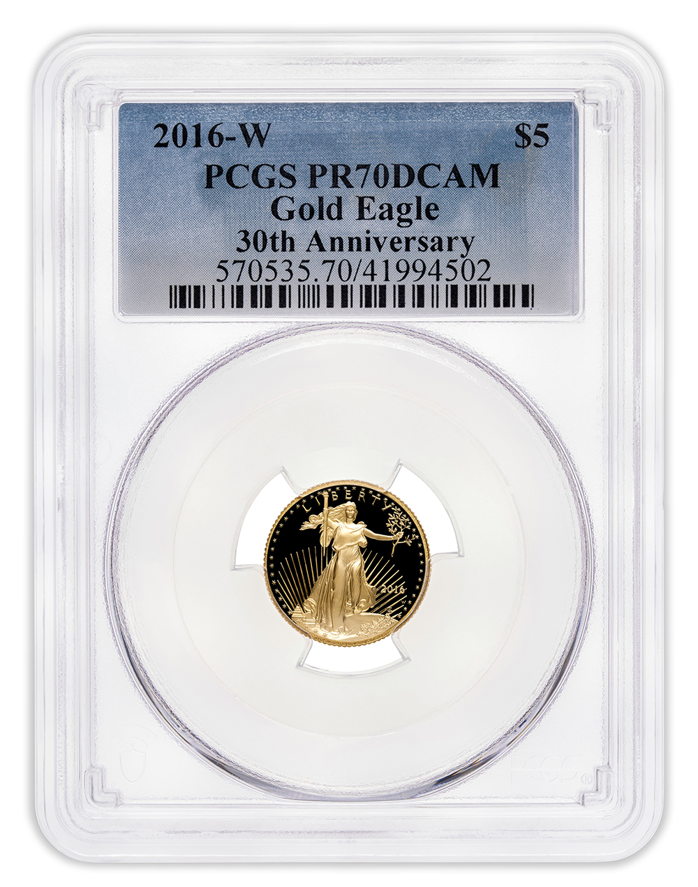 2016-W 1/10 oz Proof Gold Eagle $5 PCGS PR70