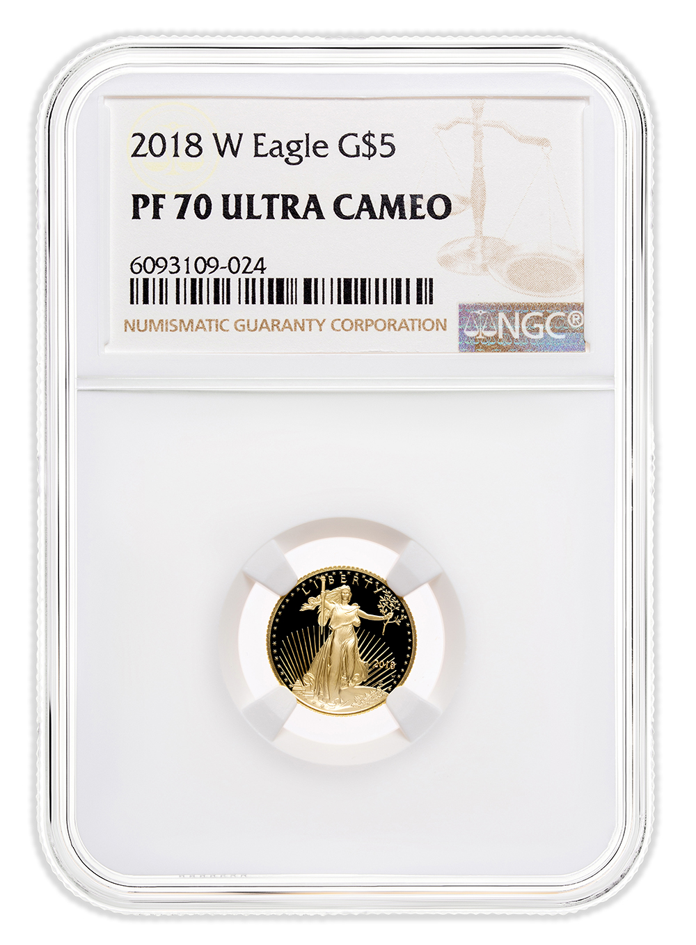 2018-W 1/10 oz Proof Gold Eagle $5 NGC PF70