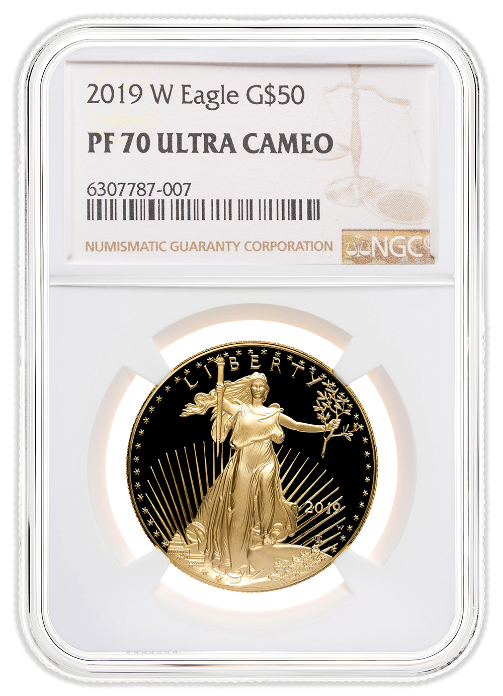2019-W 1 oz Proof Gold Eagle $50 NGC PF70