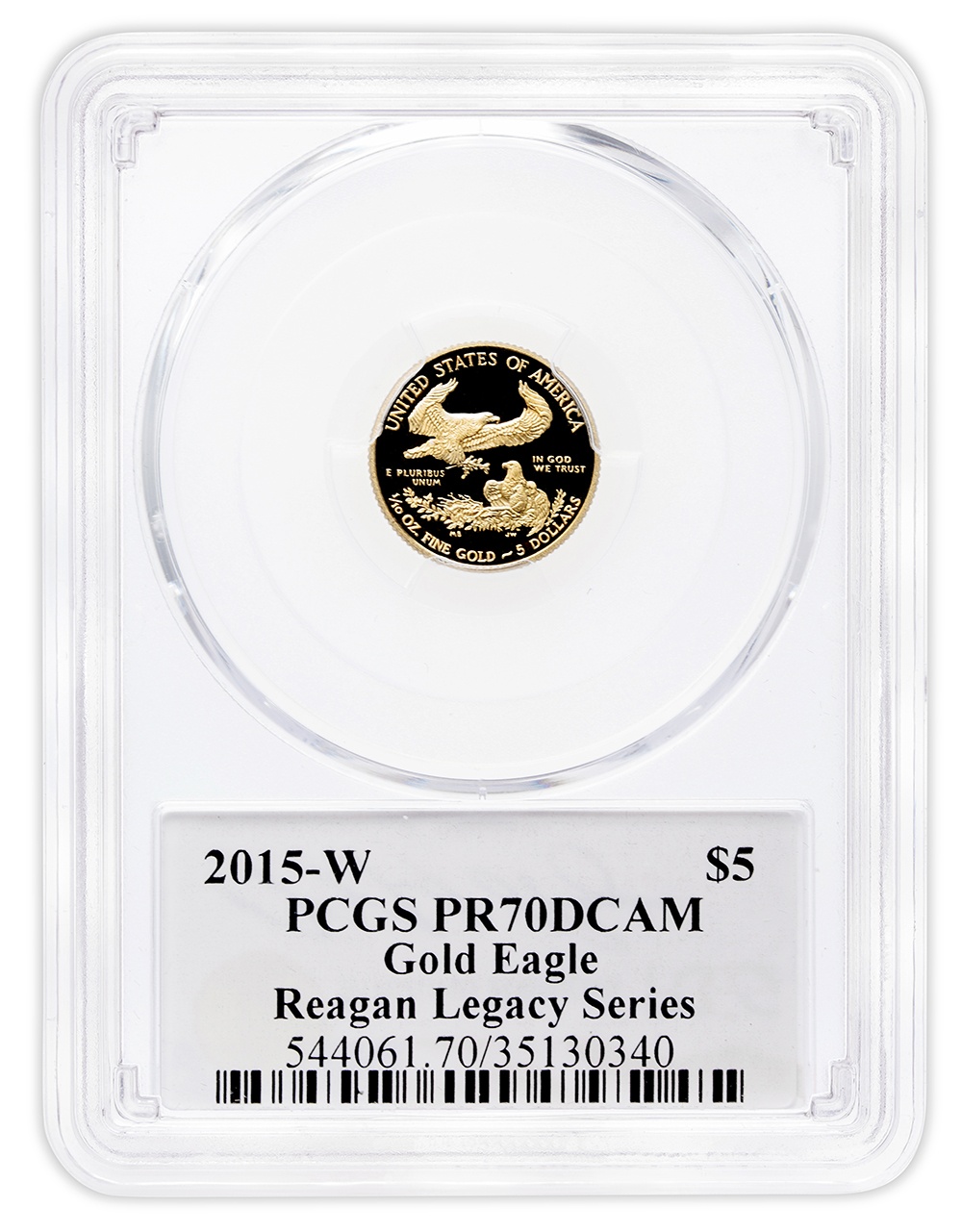 2015-W 1/10 oz Proof Gold Eagle $5 PCGS PR70